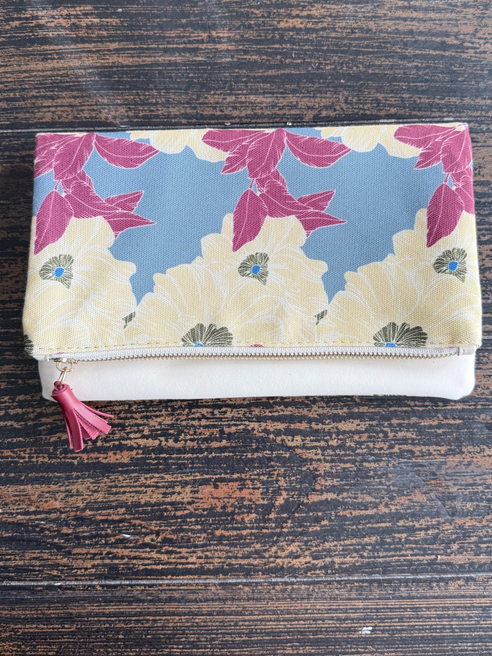 Floral Foldover Clutch Rachel Pally Wallet in Blue, Yellow & Pink